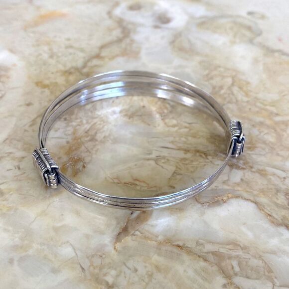 925 Sterling Silver Vintage 2 Knot 6 Strand Elephant Hair Style Bracelet - Picture 3 of 11